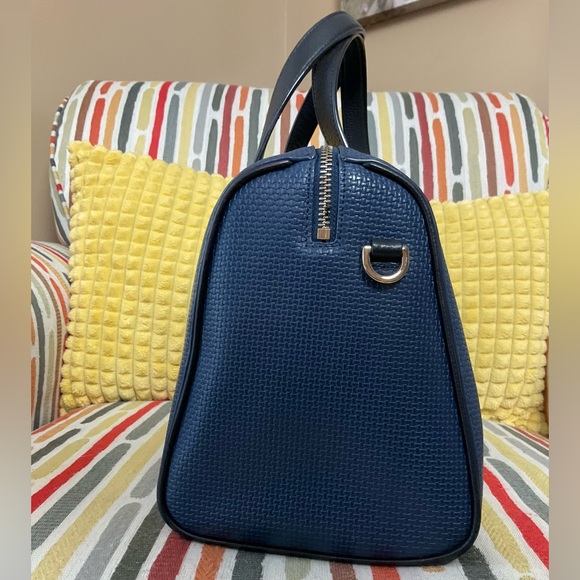 COLE HAAN Vintage Blue Satchel/Crossbody Black Trim,Gold Hardware. EUC! - Picture 5 of 14